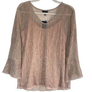 Adiva Rose Gold fancy blouse and tank set size Large NEW!!